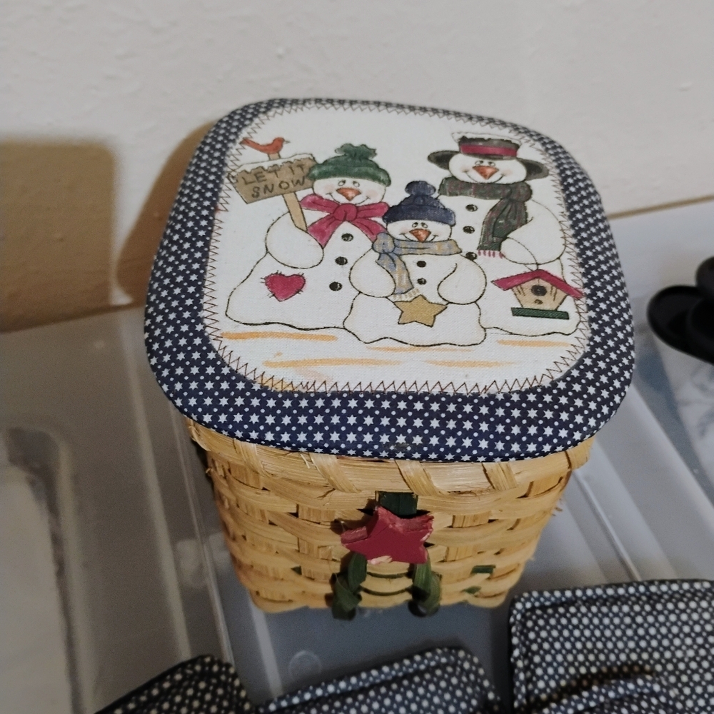 10 for $10 Festive Woven Basket with Fabric Coasters - Picture 2 of 8